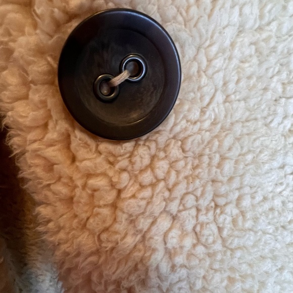 FREE PEOPLE - Beige Teddy Fau Sherpa Pea Coat Sz L - Picture 8 of 8